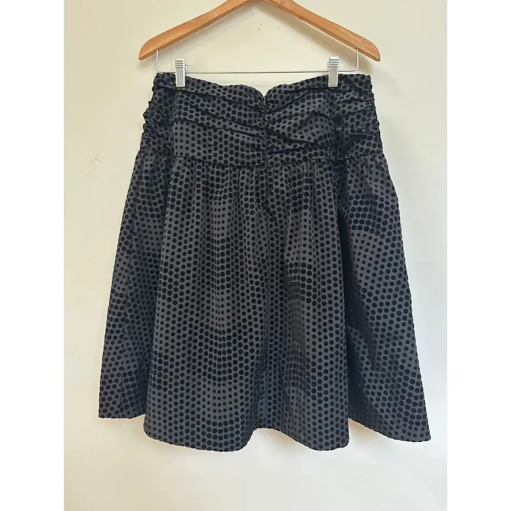 Maeve Anthropologie Womens Taffeta Dot Midi Skirt Black Noir Size 12 NWT